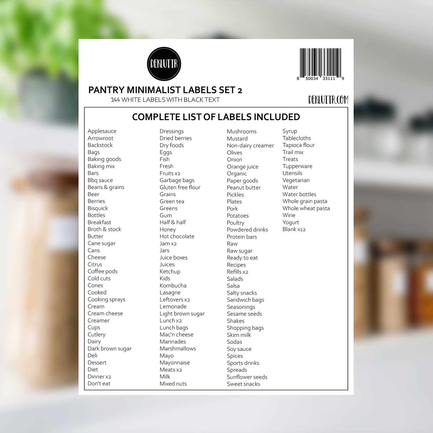 Dekluttr STRONGR™ 144 Kitchen &amp; Pantry Labels (Set 2)